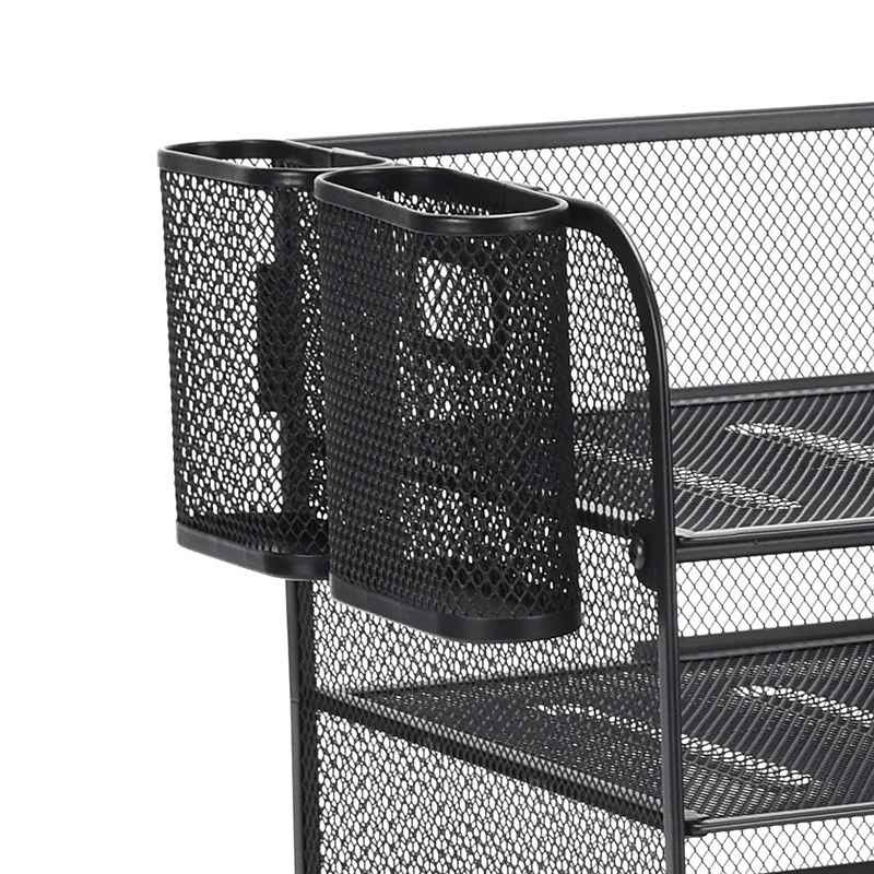 Metal Mesh Desk Organizer - Multi-Compartment Office Storage